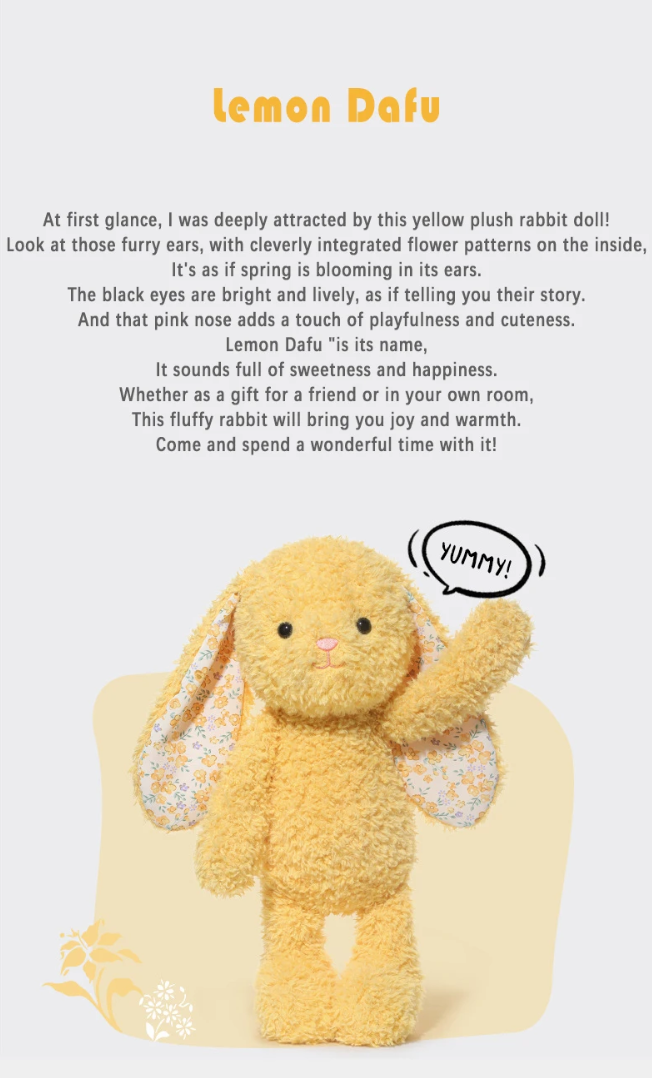 Jooki Original YUMMY RABBIT Lemon Dafu Plush