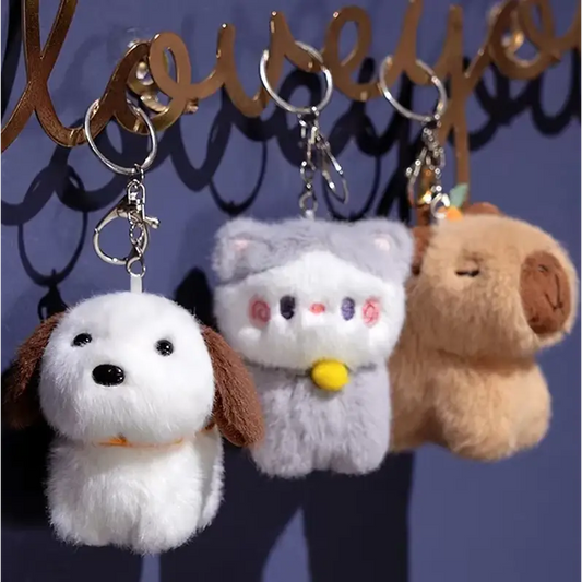Plush keychains – Capybara, dog & cat - Kinderix